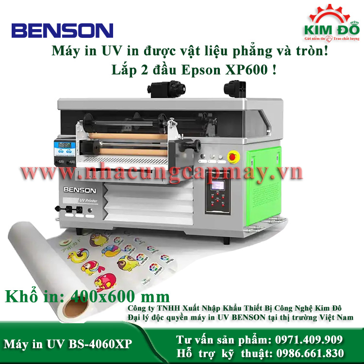 Máy in UV Benson 4060XP in phẳng & cuộn